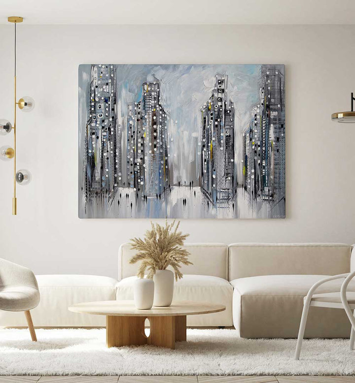 CITY STREET SCENE , MODERN IMPRESSIONISM PAINTINGS