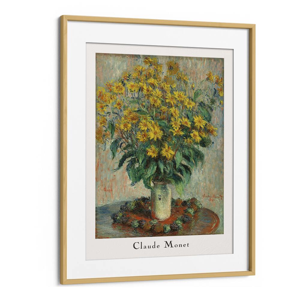 Claude Monet Sunflowers Claude Monet art painting Artwork in Oak Wood Frame With Mount