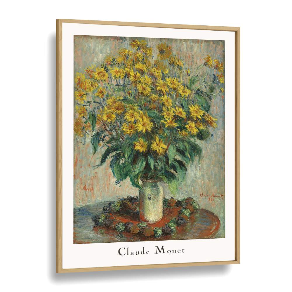 Claude Monet Sunflowers Claude Monet art painting Artwork in Oak Wood Plain Frame