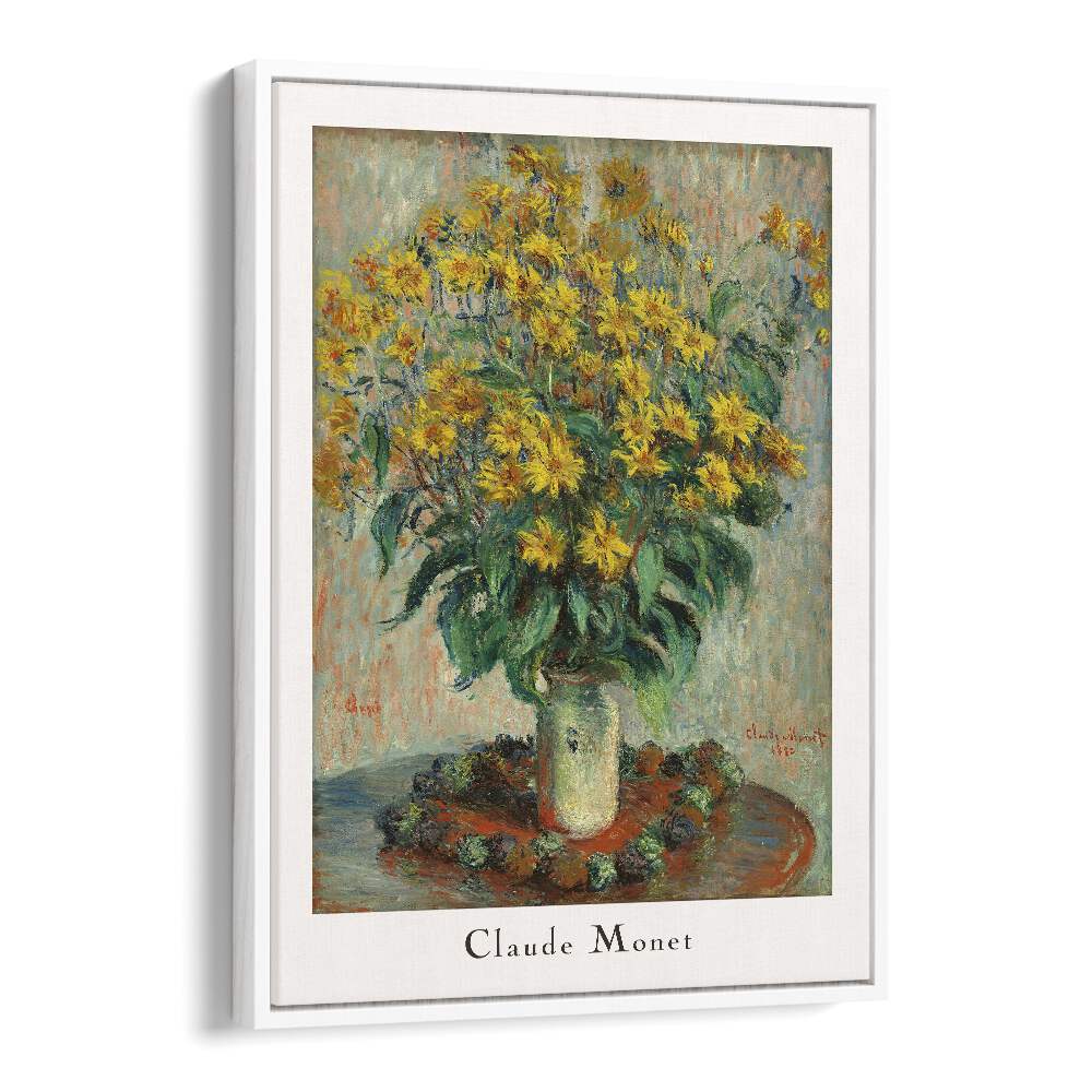 Claude Monet Sunflowers Claude Monet art painting Artwork in White Floater Frame