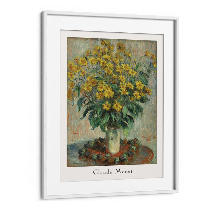 Claude Monet Sunflowers Claude Monet art painting Artwork in White frame With Mount