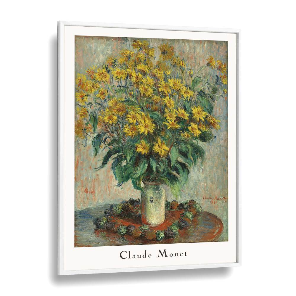 Claude Monet Sunflowers Claude Monet art painting Artwork in White Plain Frame