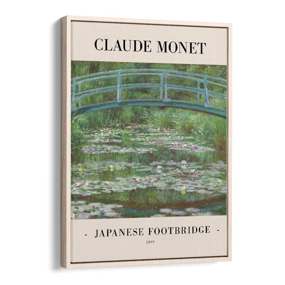 Claude Monet's Japanese Footbridge - 1899 Claude Monet art painting Artwork in Oak Wood Floater Frame