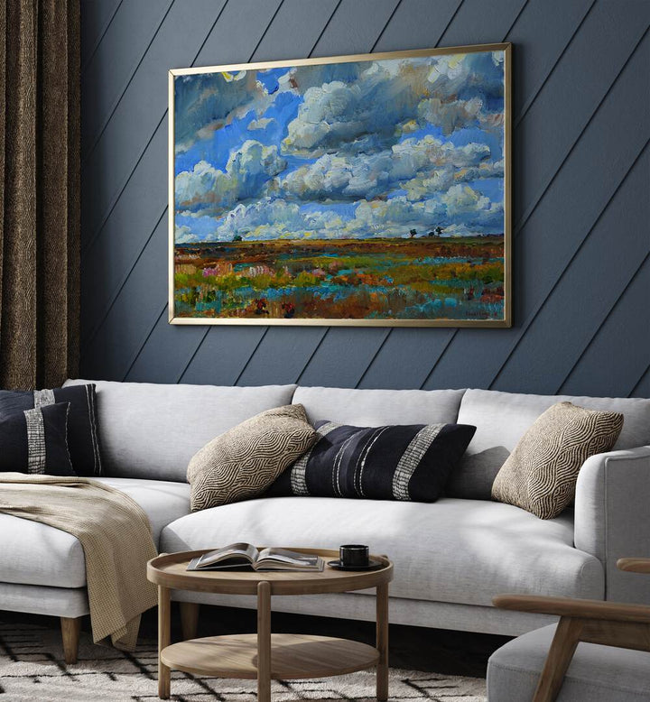 CLOUDS OVER THE STEPPE , LANDSCAPE PAINTINGS