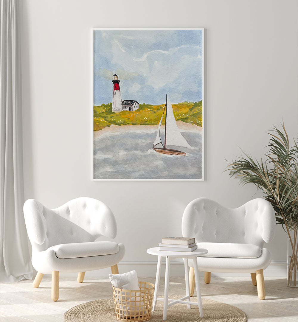 COASTAL LIGHTHOUSE SAILBOAT