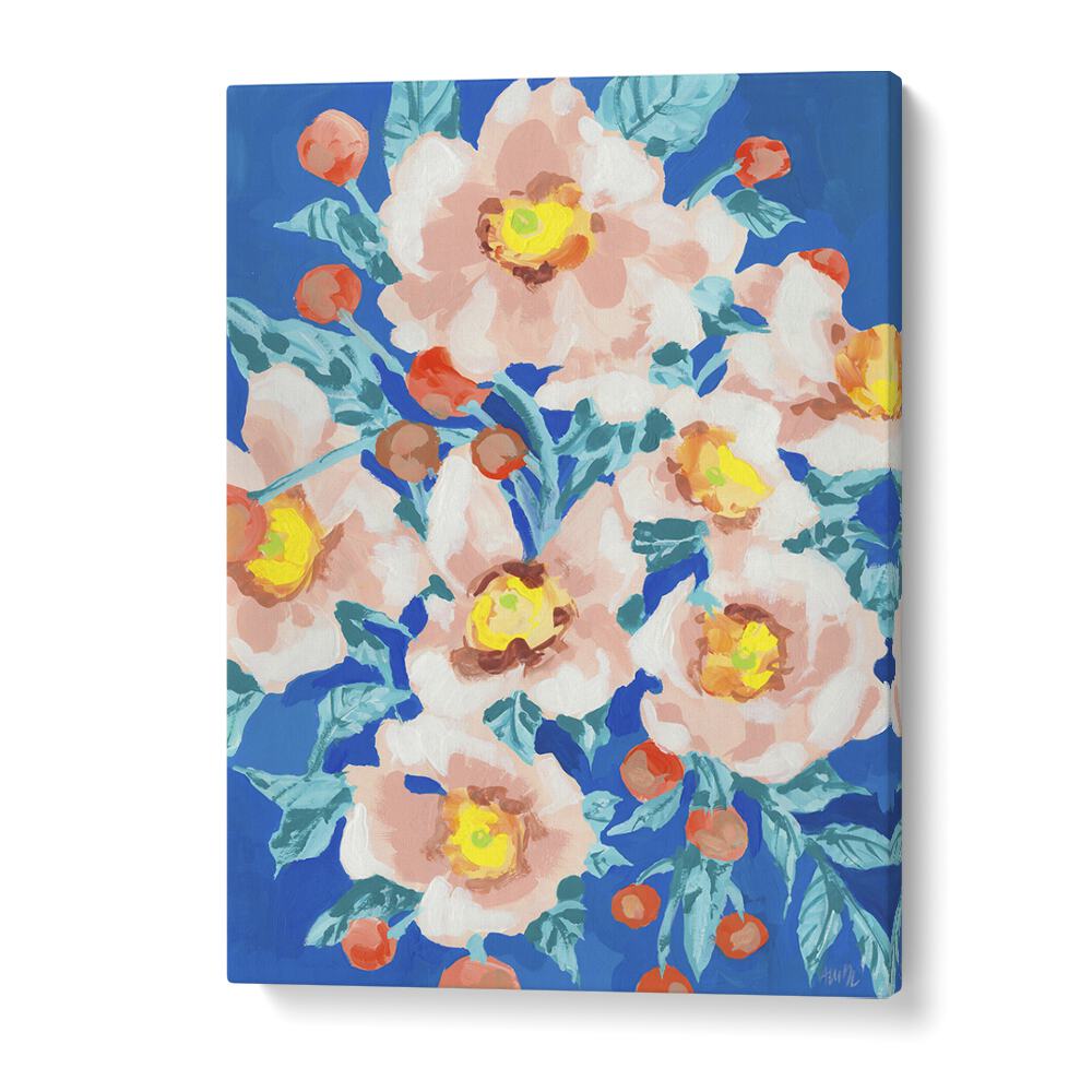 Cobalt Blue With Anemons By Ania Zwara Botanical Flower Paintings Artwork in Gallery Wrap