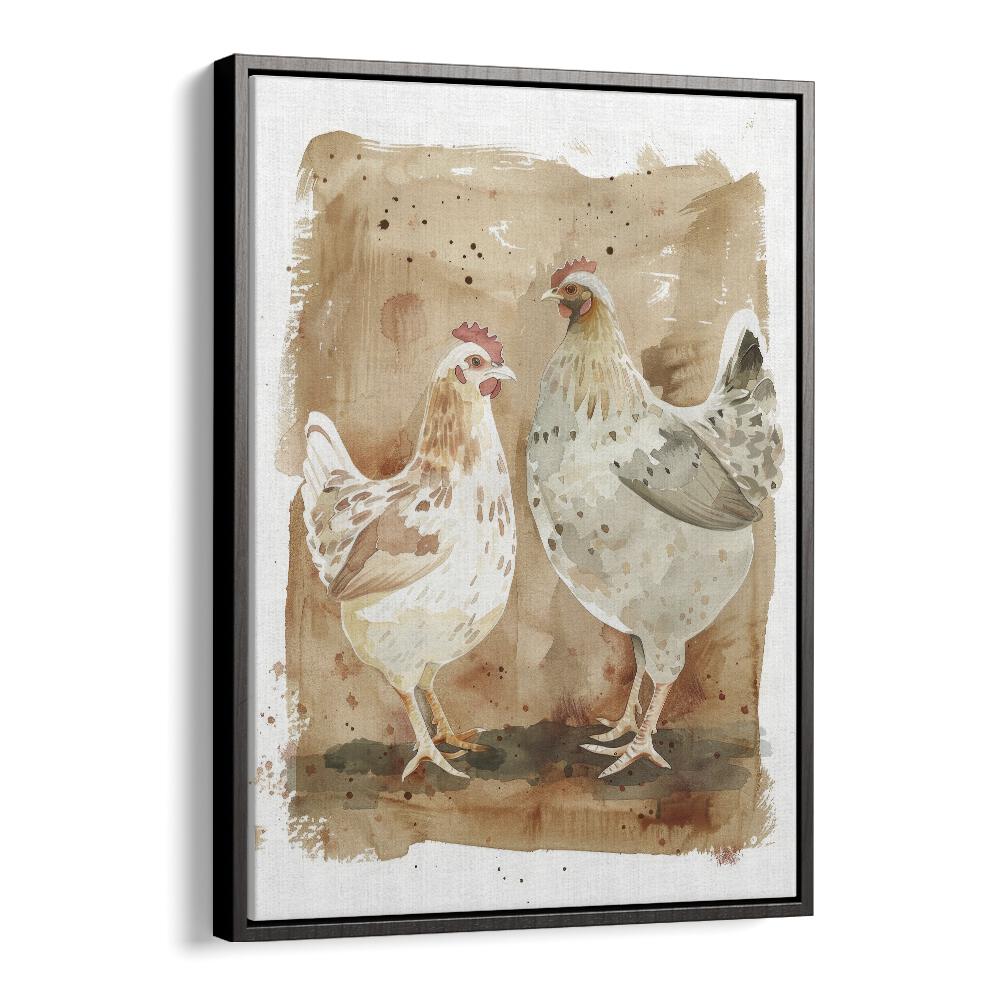 Cock-a-doodle Duo I Kids Art Artwork in Black Floater Frame
