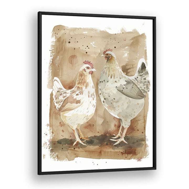 Cock-a-doodle Duo I Kids art Artwork in Black Plain Frame
