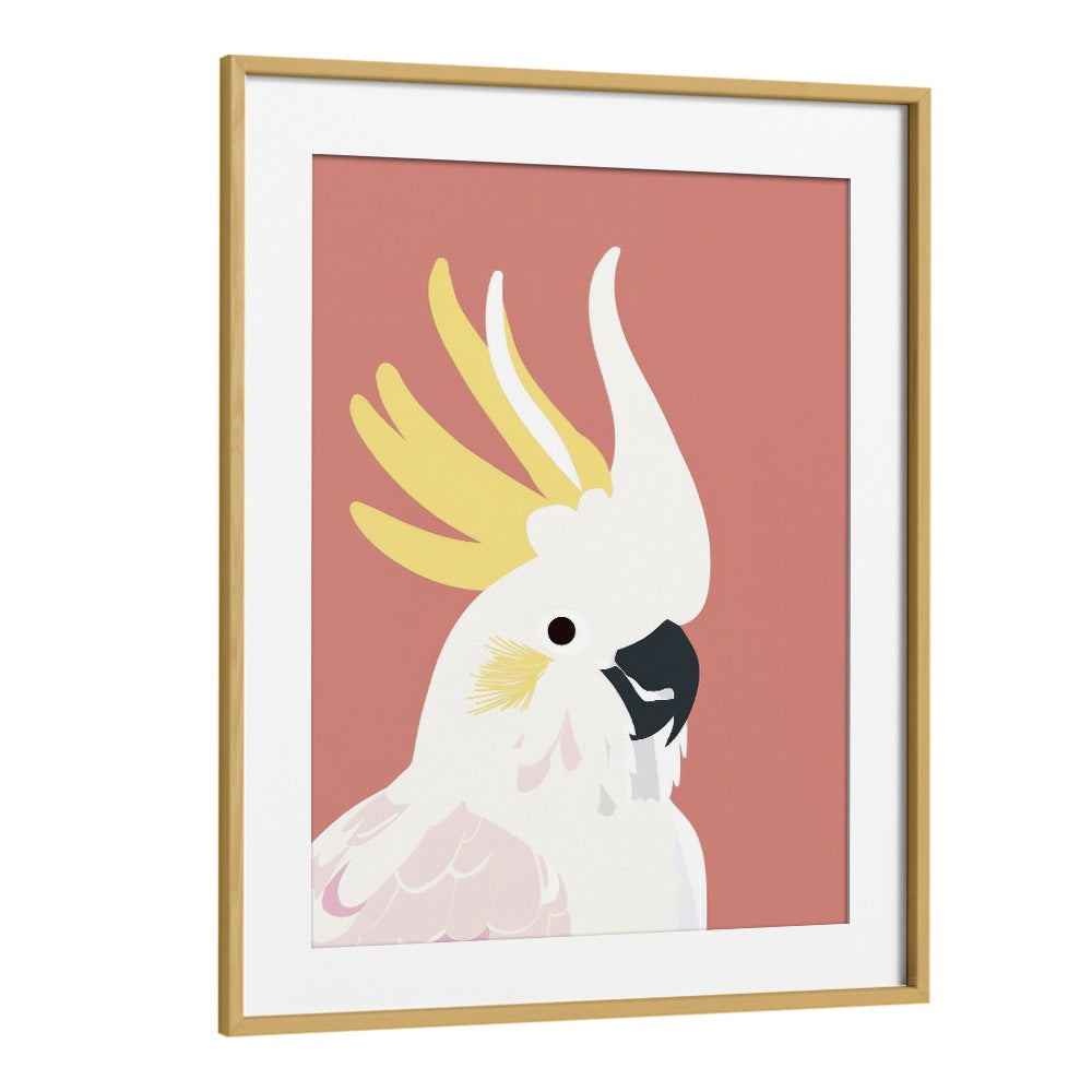 Cockatoo Kids Art Artwork in Oak Wood Frame With Mount
