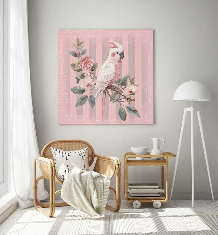 COCKATOO PASTEL PINK , ANIMAL PAINTINGS
