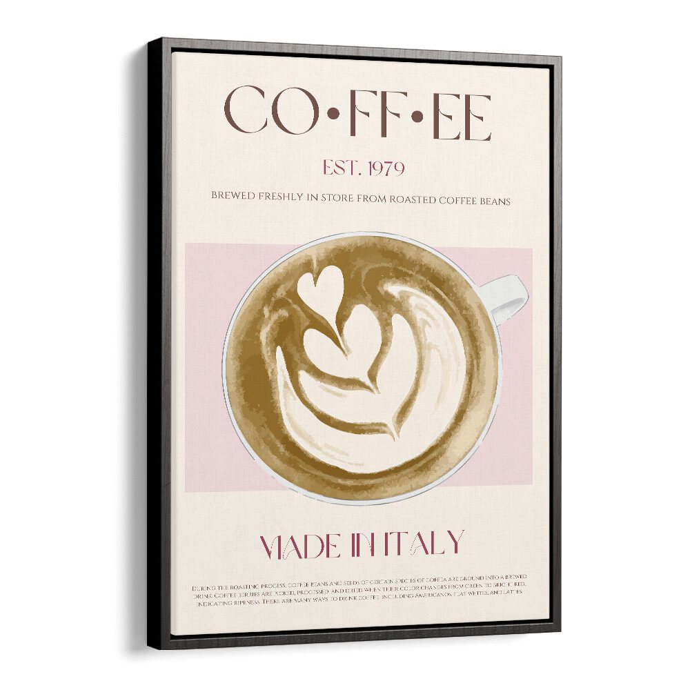 Coffee Print Bar & Cafe Artwork in Black Floater Frame