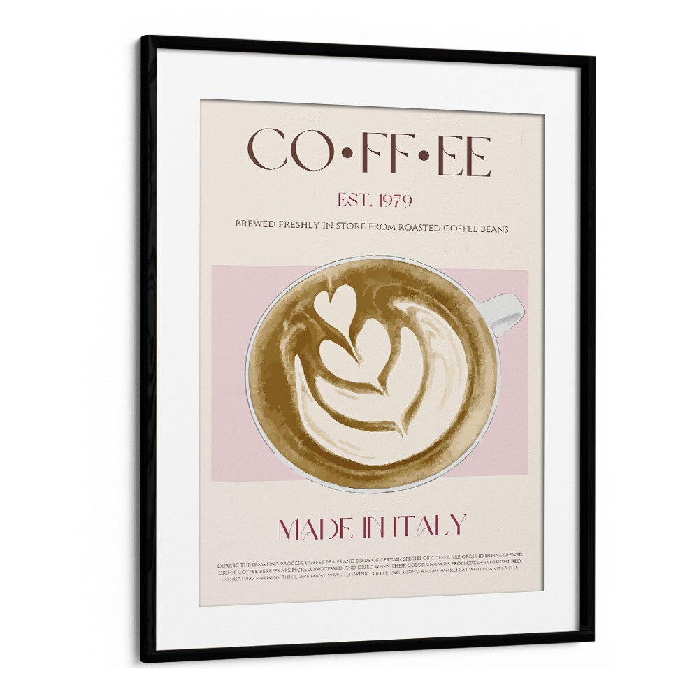 Coffee Print Bar & Cafe Artwork in Black Frame With Mount