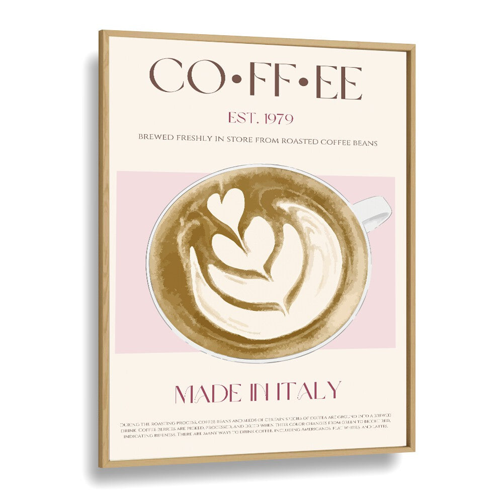 Coffee Print Bar & Cafe Artwork in Oak Wood Plain Frame