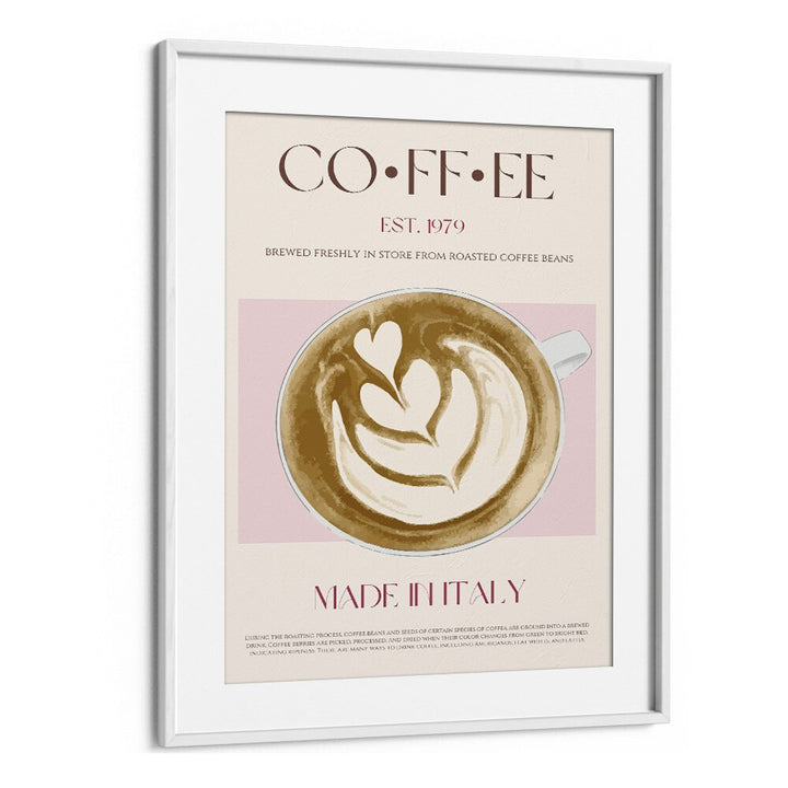 Coffee Print Bar & Cafe Artwork in White Frame With Mount