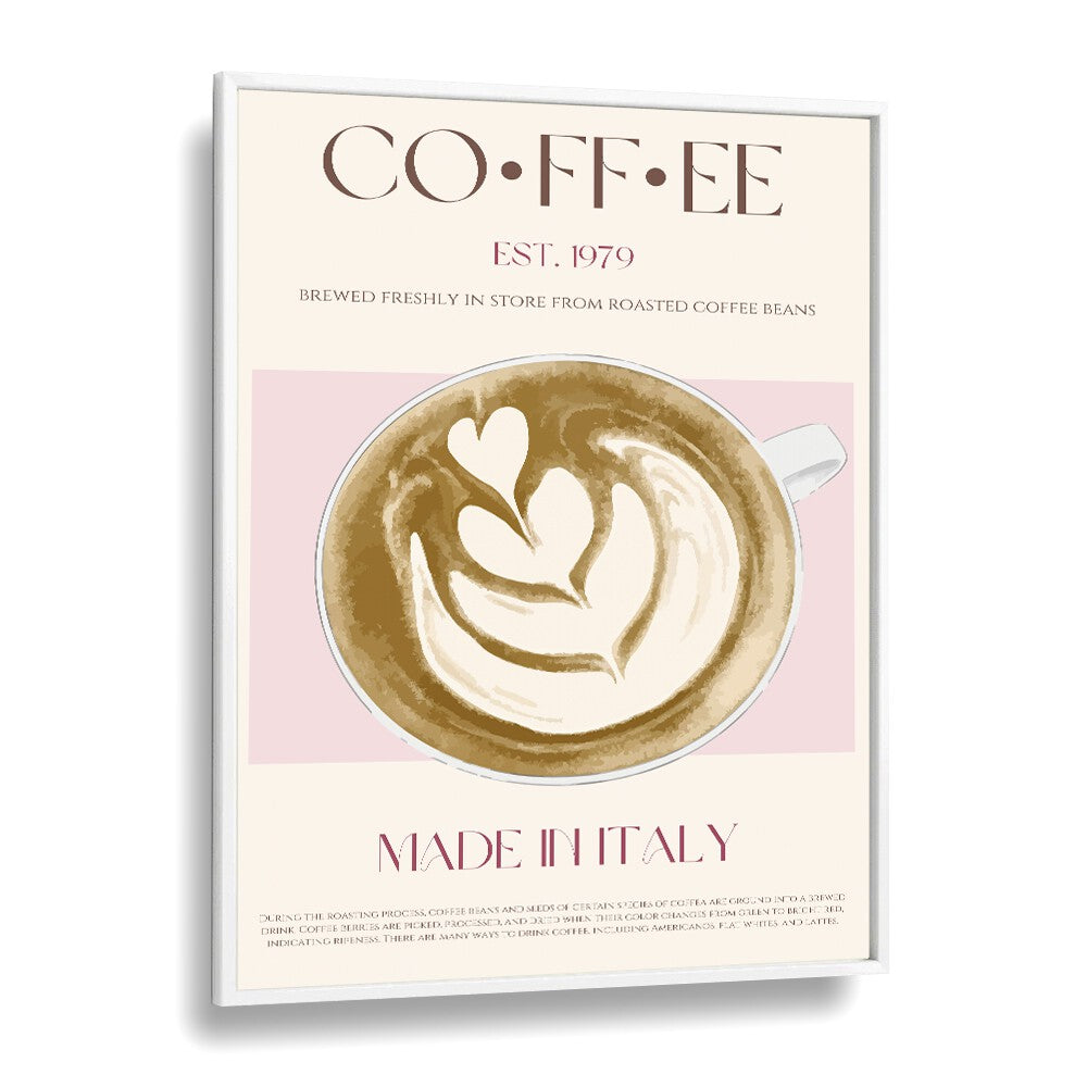 Coffee Print Bar & Cafe Artwork in White Plain Frame