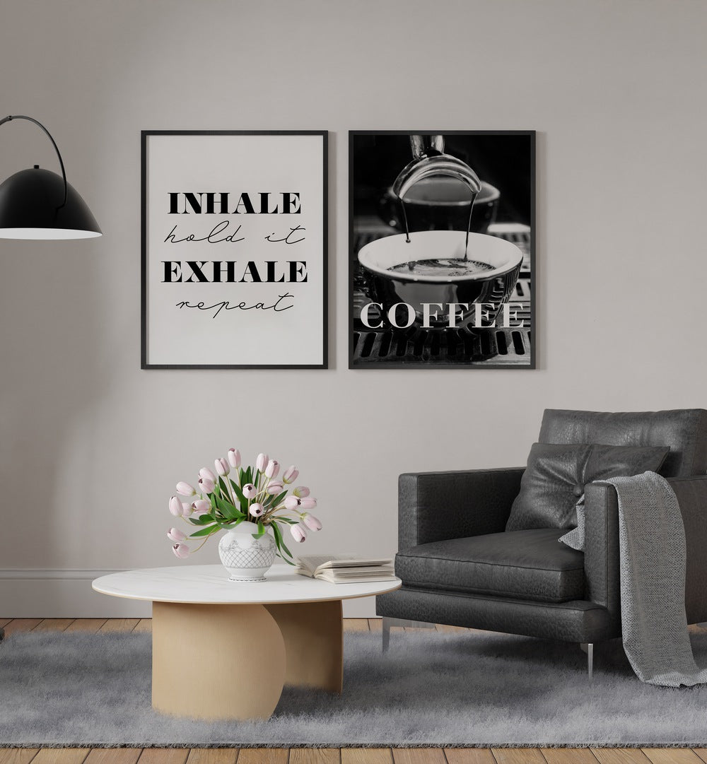 Elevate your decor with the COFFEE SET I, SET OF 2 PAINTINGS, perfect for coffee lovers and modern art enthusiasts.