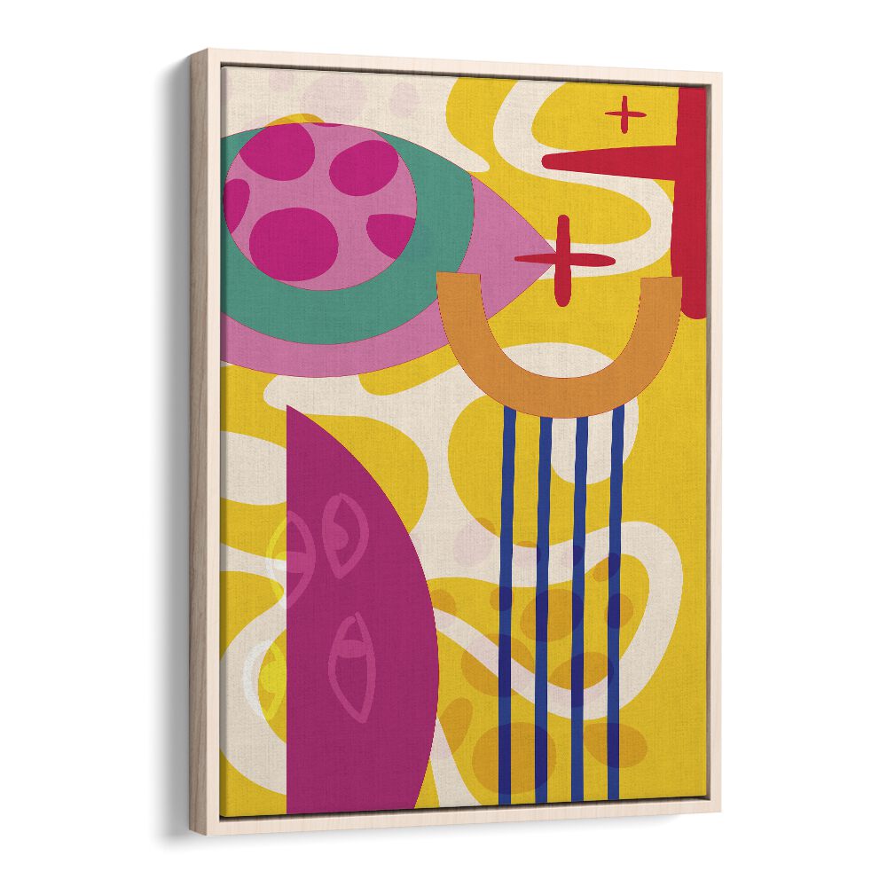 Colorful Boho Patterns II Boho Art Artwork in Oak Wood Floater Frame