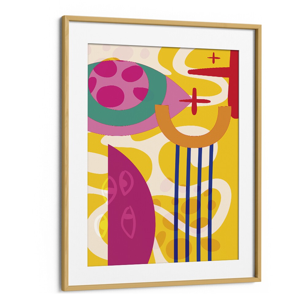 Colorful Boho Patterns II Boho Art Artwork in Oak Wood Frame With Mount