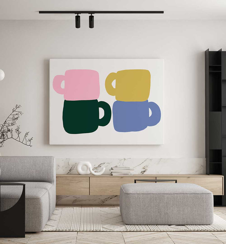 COLORFUL COFFEE MUGS , BAR & CAFE ART