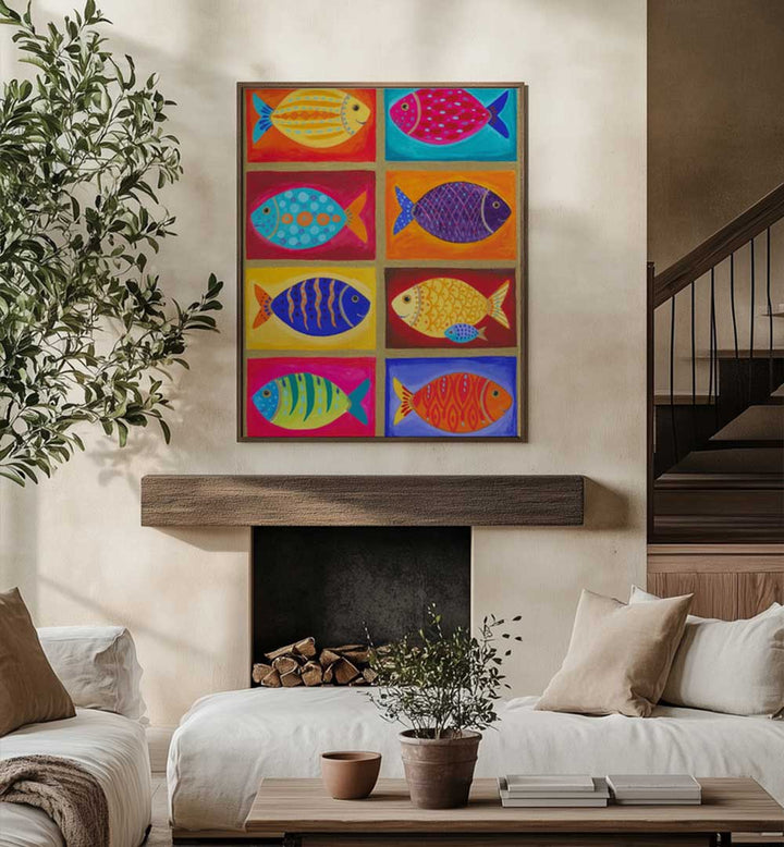 COLORFUL FISH TILES , BEACH PAINTINGS
