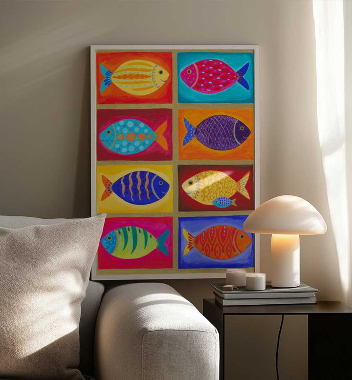 COLORFUL FISH TILES , BEACH PAINTINGS