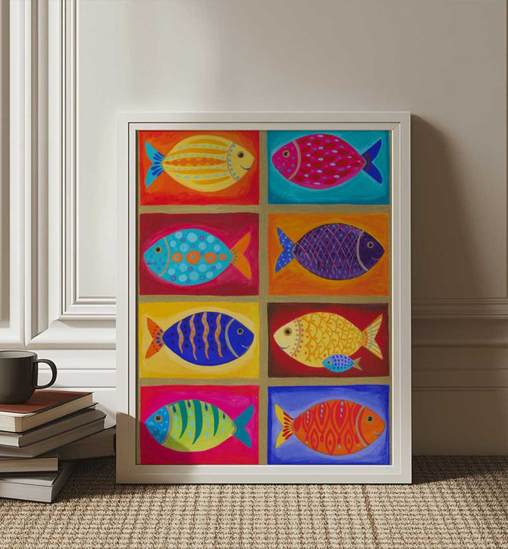 COLORFUL FISH TILES , BEACH PAINTINGS