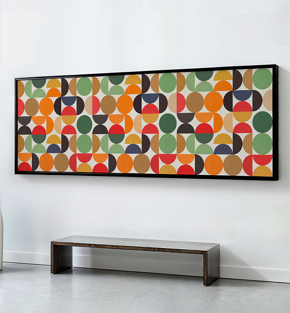 COLORFUL GEOMETRIC CIRCLES , PANORAMIC ART