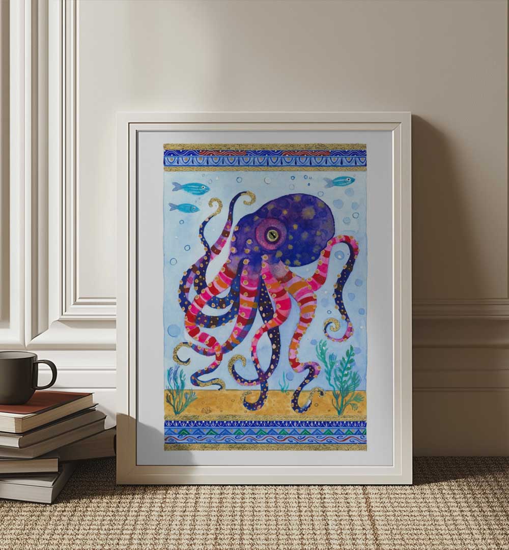 COLORFUL OCTOPUS , BEACH PAINTINGS