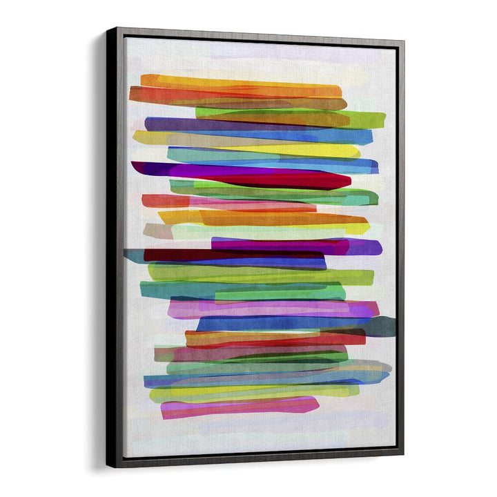 Colorful Stripes I By Mareike Bohmer Abstract Art Artwork in Black Floater Frame
