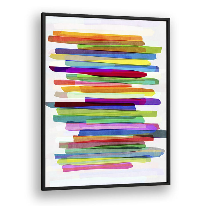 Colorful Stripes I By Mareike Bohmer Abstract art Artwork in Black Plain Frame
