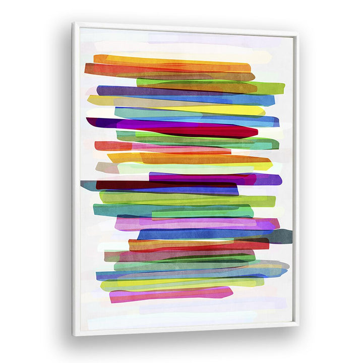 Colorful Stripes I By Mareike Bohmer Abstract art Artwork in White Plain Frame
