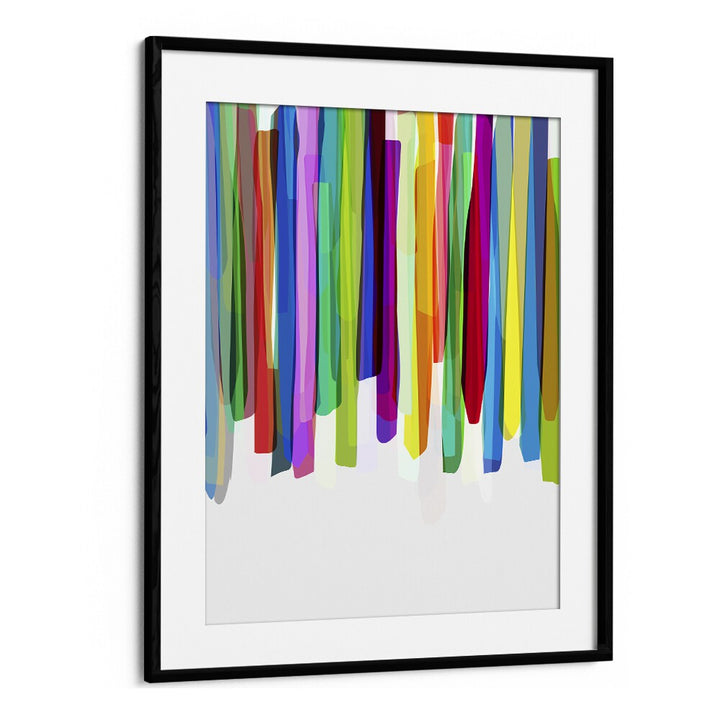 Colorful Stripes II By Mareike Bohmer Abstract Art Artwork in Black Frame With Mount
