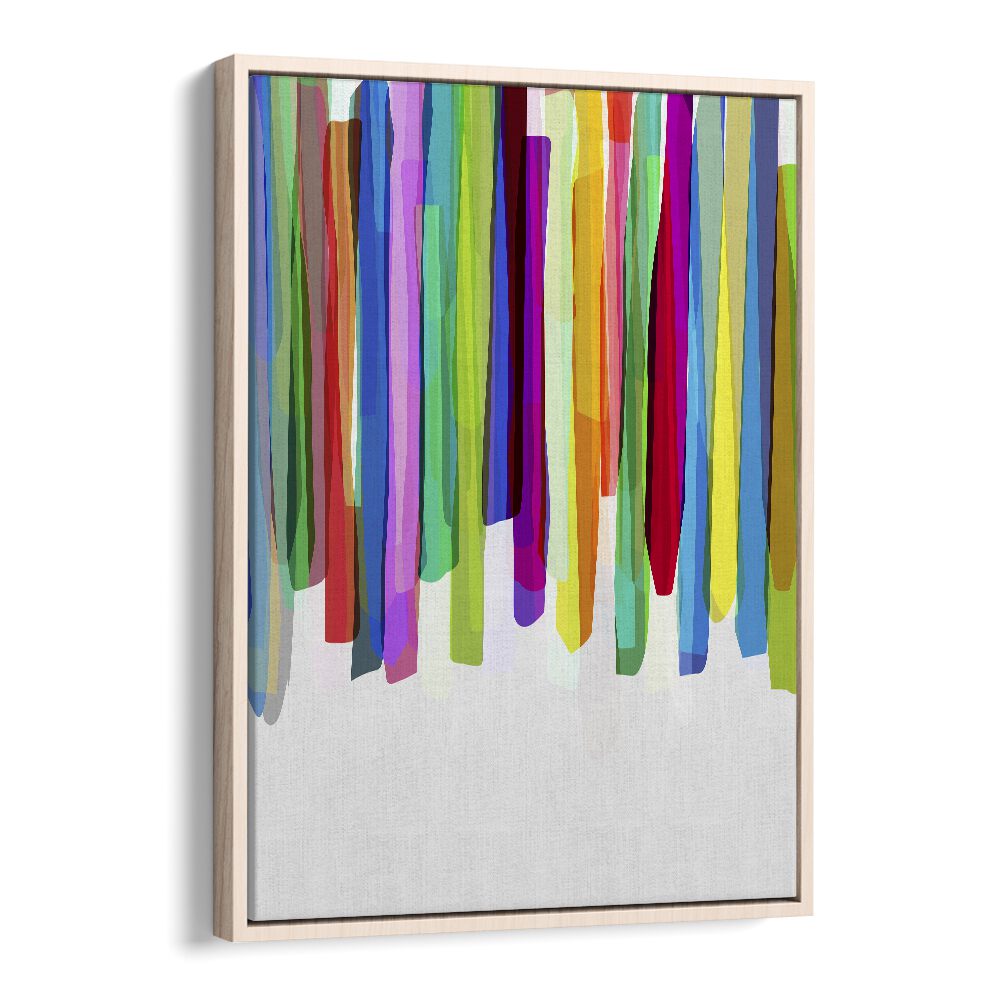 Colorful Stripes II By Mareike Bohmer Abstract Art Artwork in Oak Wood Floater Frame
