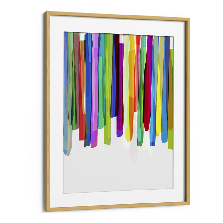 Colorful Stripes II By Mareike Bohmer Abstract Art Artwork in Oak Wood Frame With Mount
