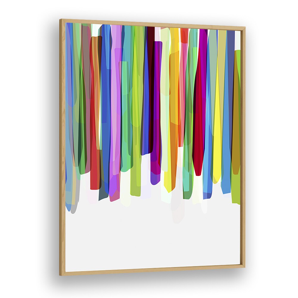 Colorful Stripes II By Mareike Bohmer Abstract Art Artwork in Oak Wood Plain Frame
