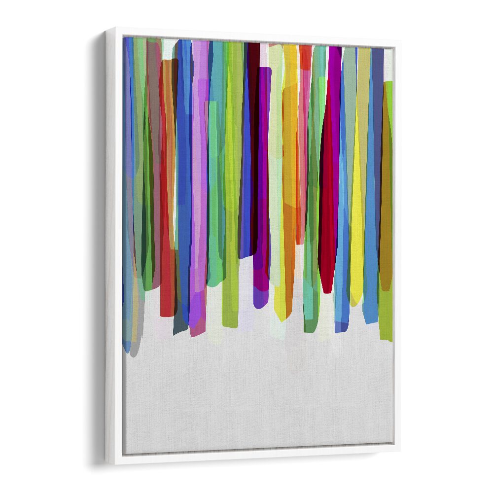 Colorful Stripes II By Mareike Bohmer Abstract art painting Artwork in White Floater Frame
