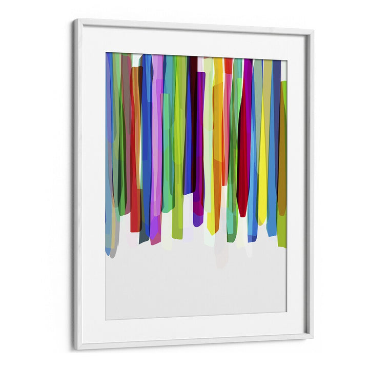 Colorful Stripes II By Mareike Bohmer Abstract Art Artwork in White Frame With Mount