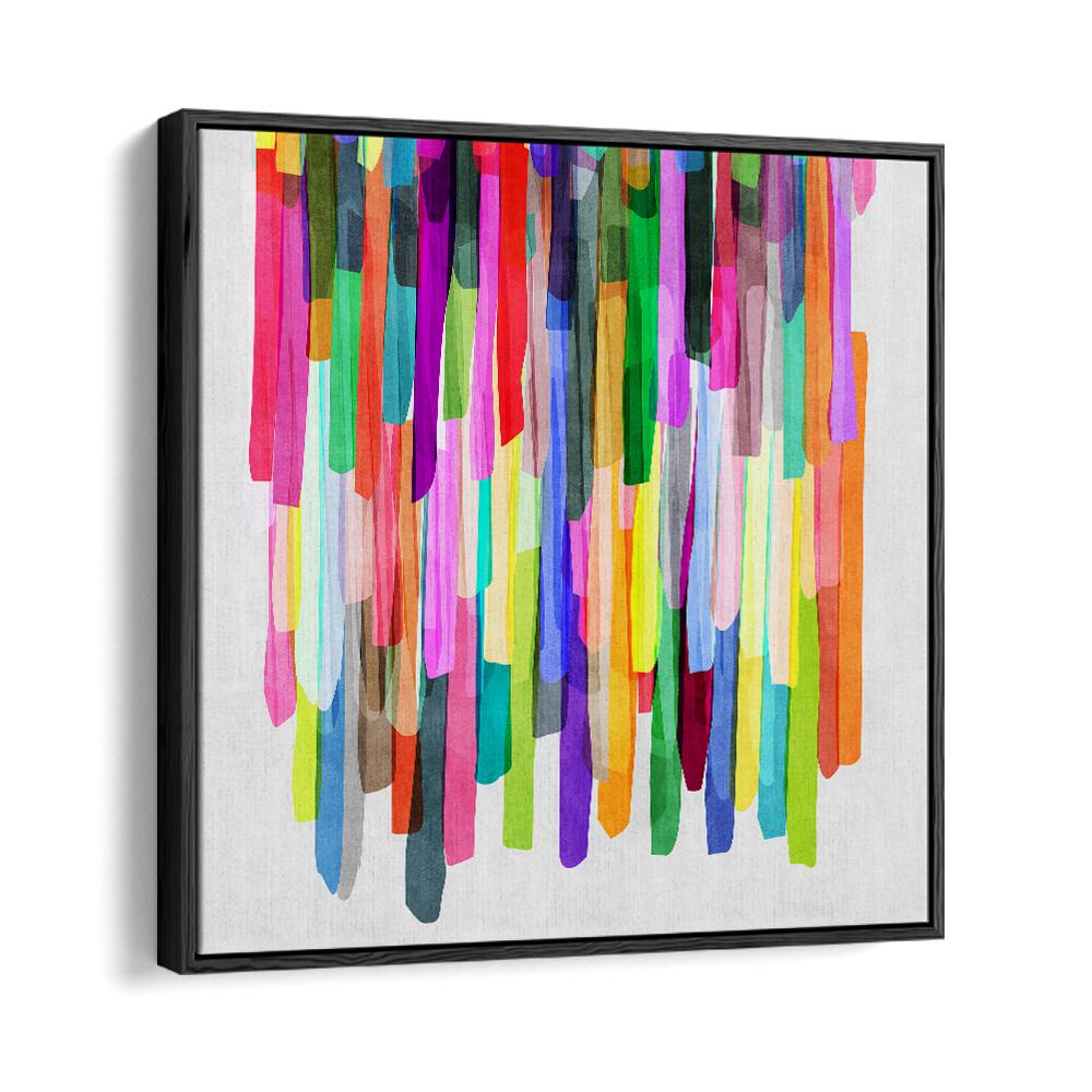 Colorful Stripes Iv By Mareike Bohmer Abstract Art Artwork in Black Floater Frame
