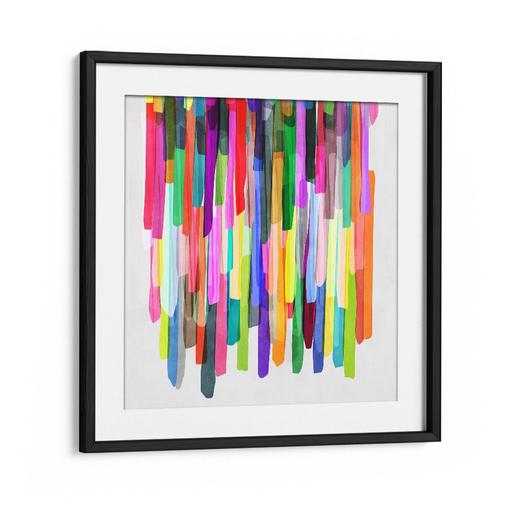 Colorful Stripes Iv By Mareike Bohmer Abstract Art Artwork in Black Frame With Mount
