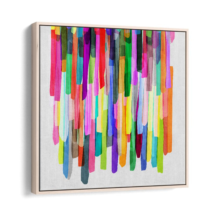 Colorful Stripes Iv By Mareike Bohmer Abstract Art Artwork in Oak Wood Floater Frame
