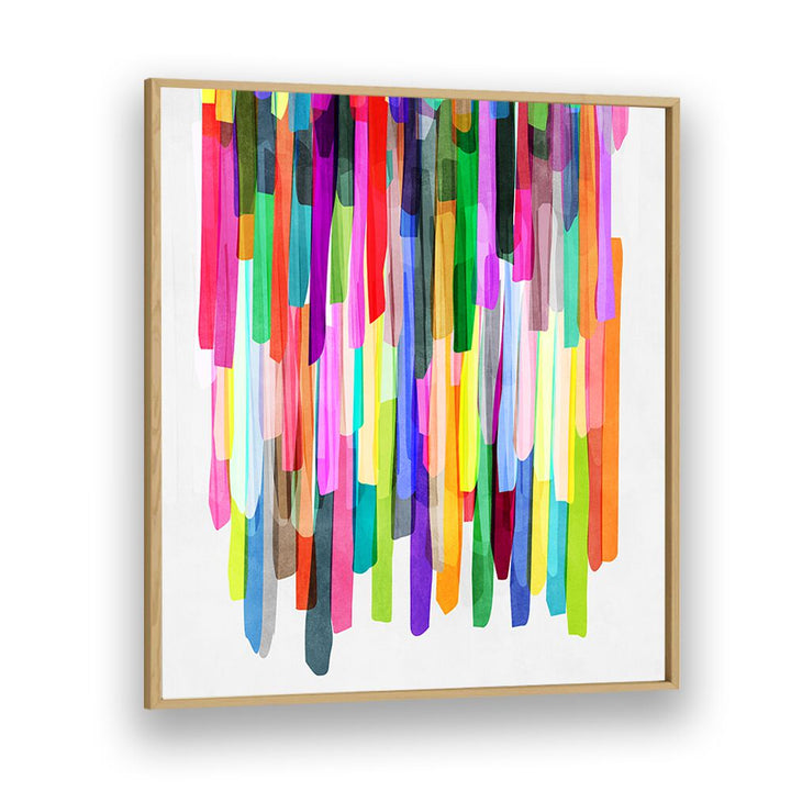 Colorful Stripes Iv By Mareike Bohmer Abstract Art Artwork in Oak Wood Plain Frame
