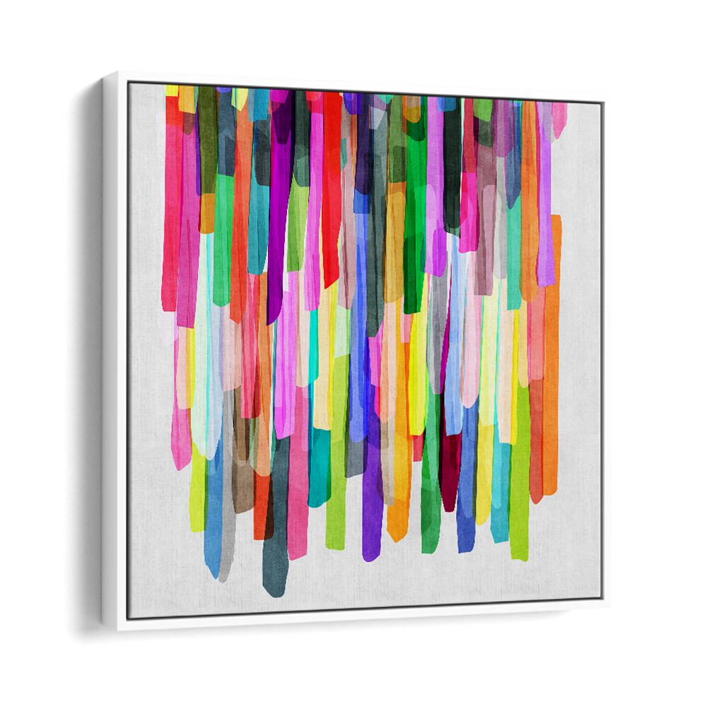 Colorful Stripes Iv By Mareike Bohmer Abstract art painting Artwork in White Floater Frame
