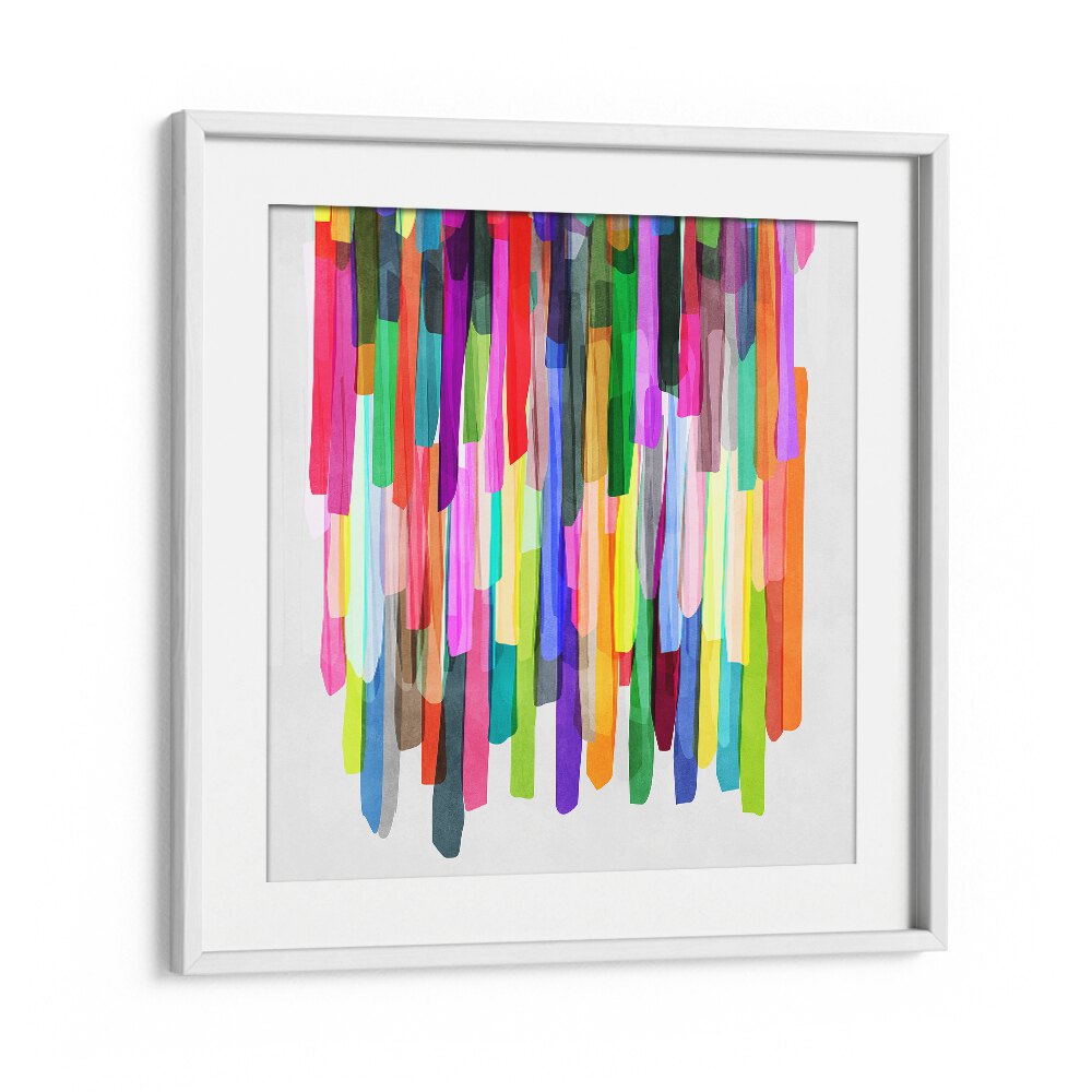 Colorful Stripes Iv By Mareike Bohmer Abstract Art Artwork in White Frame With Mount