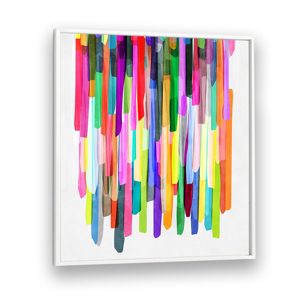 Colorful Stripes Iv By Mareike Bohmer Abstract art Artwork in White Plain Frame
