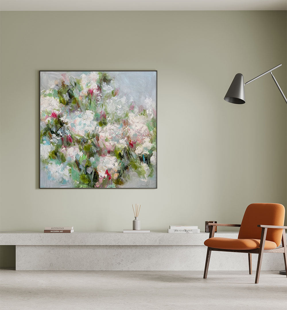 Brighten your space with COLORFUL BRUSHSTROKES, FLORAL FLOWER PAINTINGS, showcasing vibrant abstract florals.