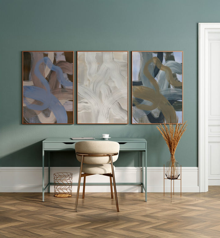 COLORWAVE BRUSH STROKES SET , SET OF 3 PAINTINGS