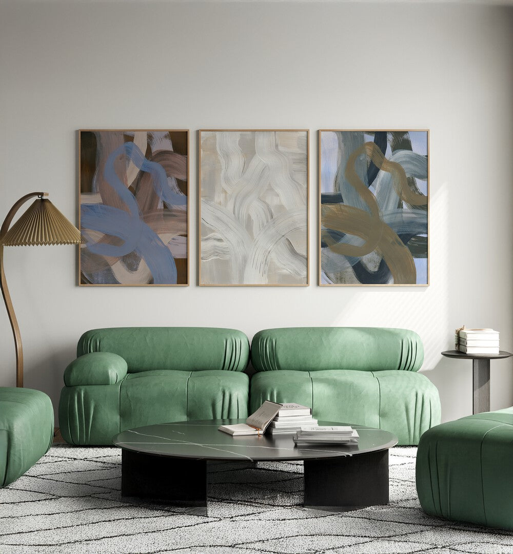 COLORWAVE BRUSH STROKES SET , SET OF 3 PAINTINGS