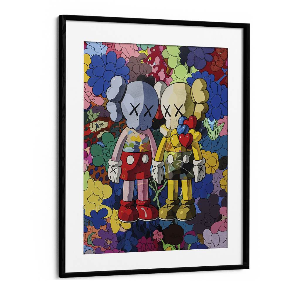 Colour Twins Comic Art Artwork in Black Frame With Mount