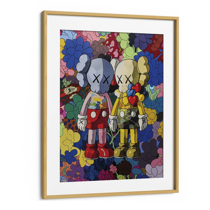 Colour Twins Comic Art Artwork in Oak Wood Frame With Mount