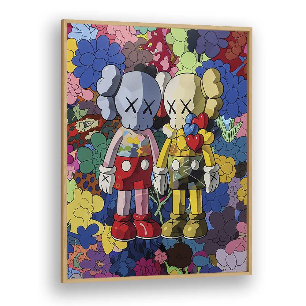 Colour Twins Comic Art Artwork in Oak Wood Plain Frame